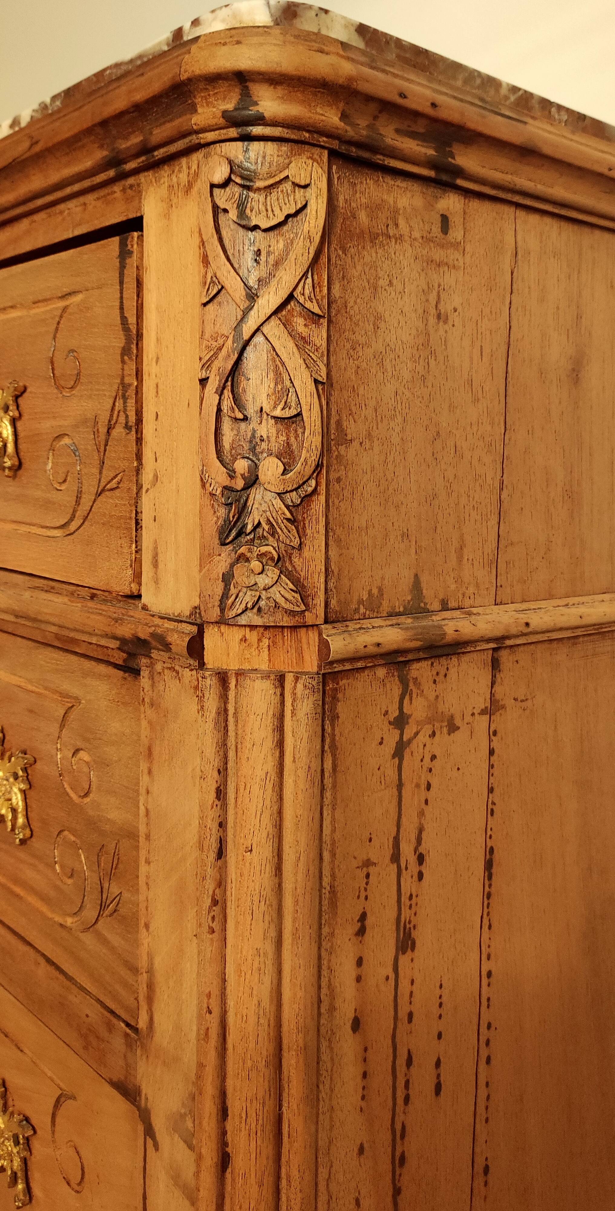 Commode liégeoise ancienne dessus marbre