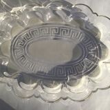 Plat verre gravé festonné ovale