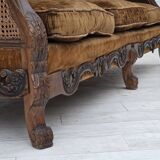 1930-35s, Danish 3-seater sofa, furniture velour, furniture mesh, ash wood.