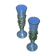 pair of green glass champagne flutes - points