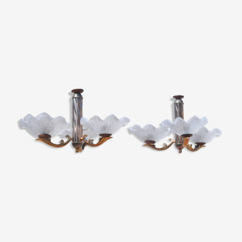 Pair of art deco style chandeliers