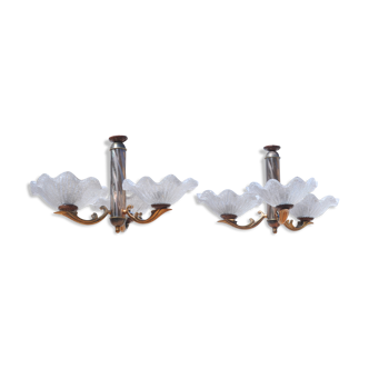 Pair of art deco style chandeliers
