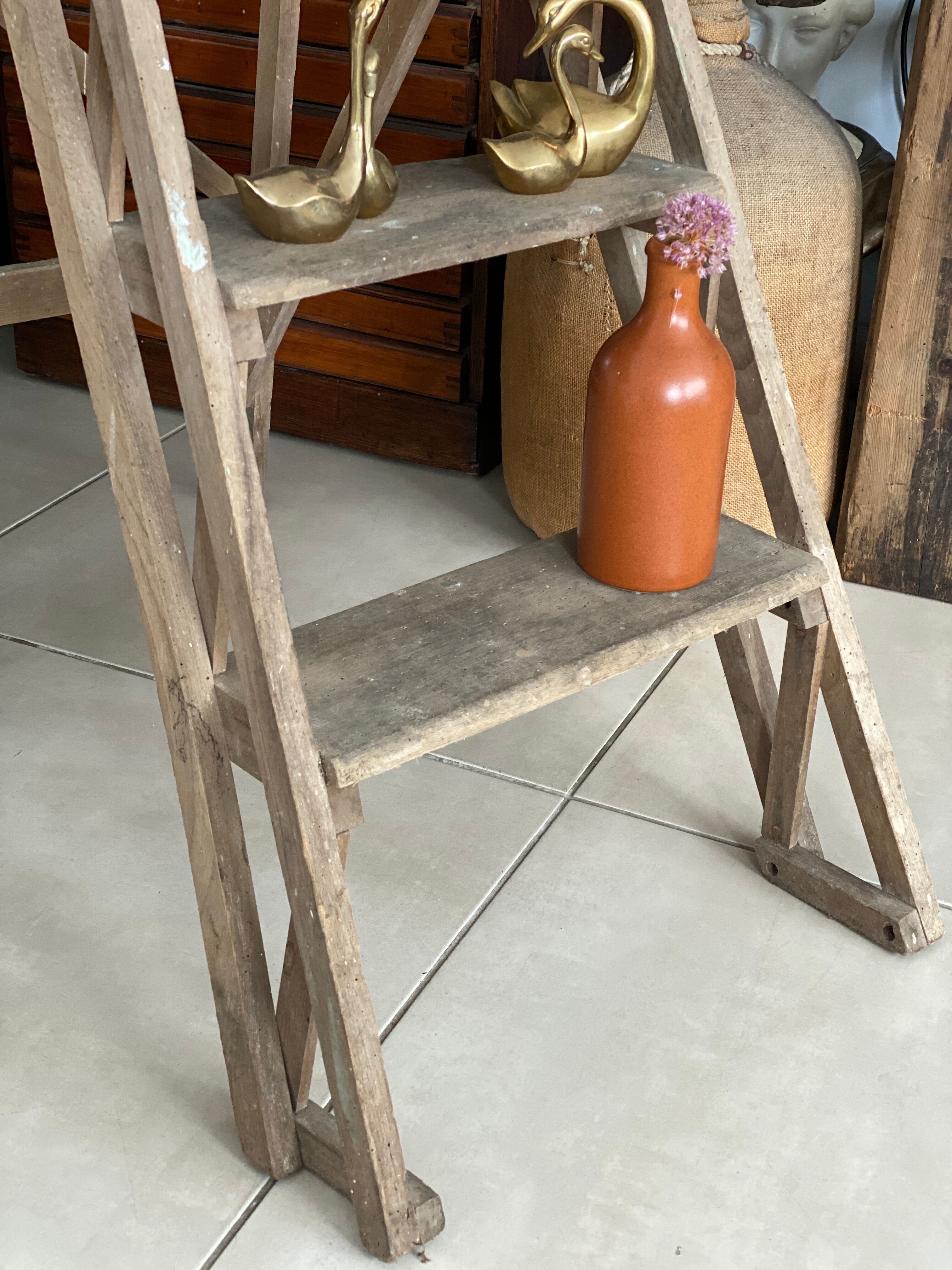 Vintage wood stepladder