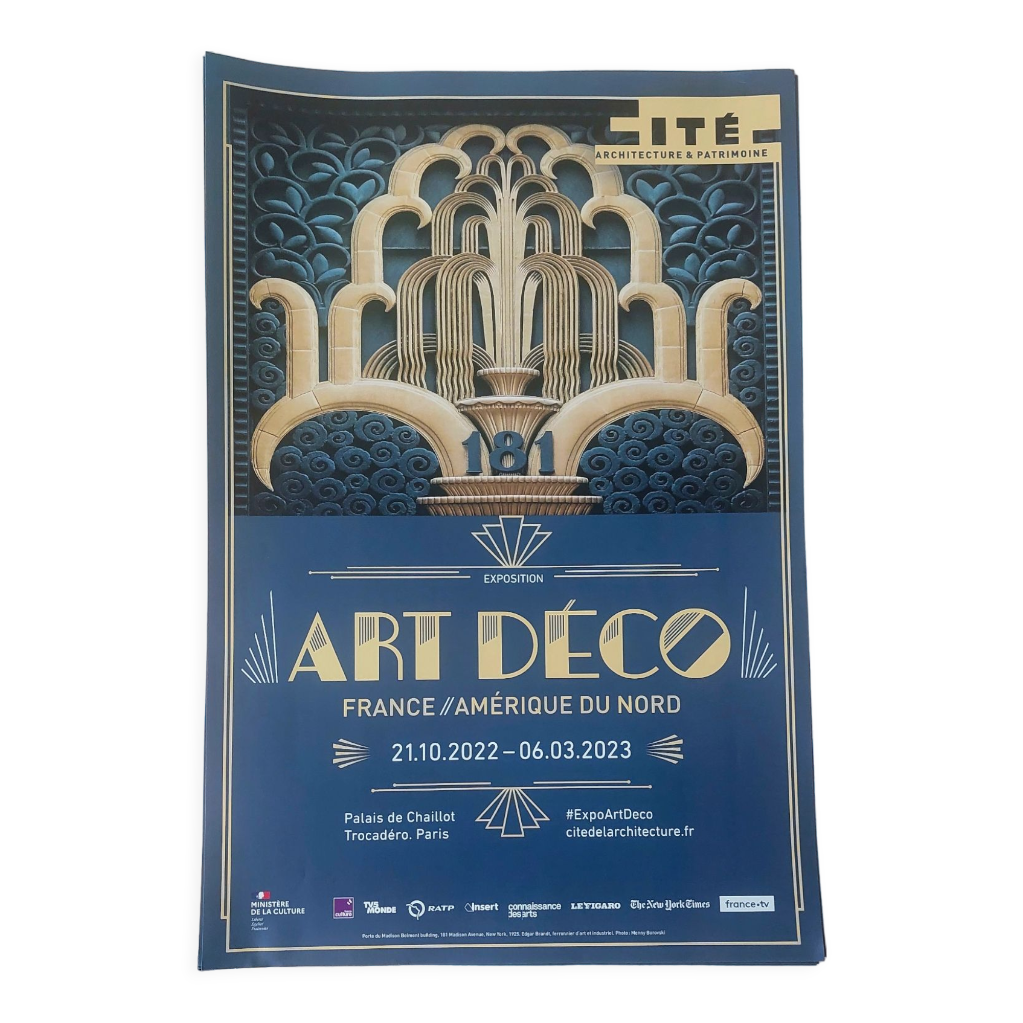 Original poster of the Art Deco exhibition France-America