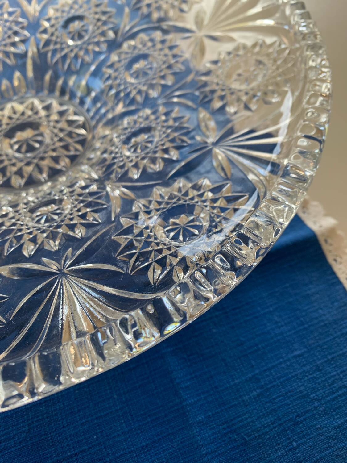 Chiseled glass fruit bowl
