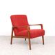 Danish vintage design wooden armchairs with coral fabric, 1950s