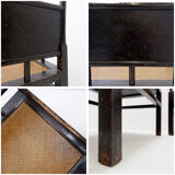 Pair of "meditation" chairs in lacquered wood and rattan - Japan, early 20th century