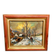B Franco: Oil on panel depicting a snowy landscape featuring a character.