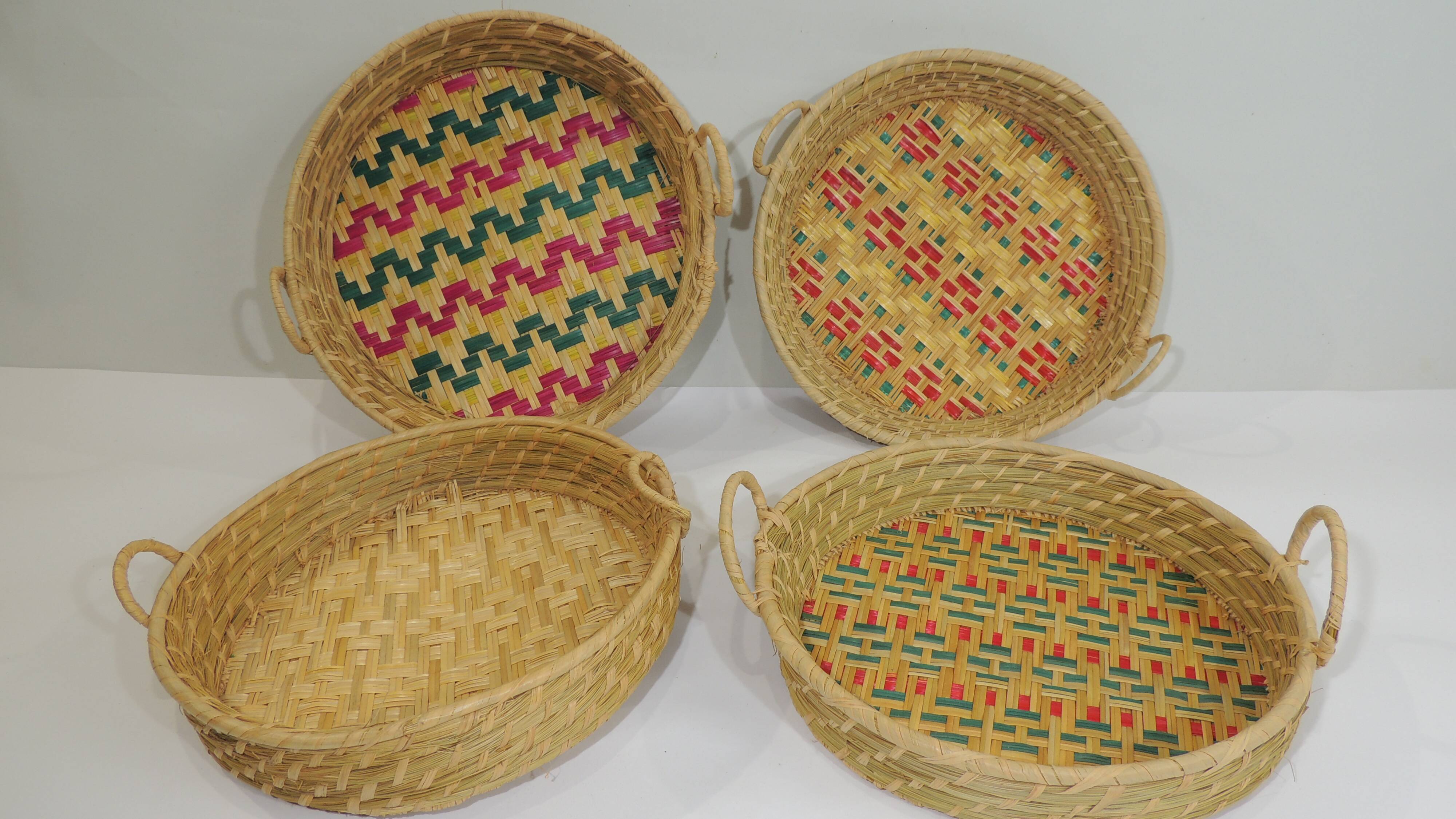 Set Basket natural fiber and raffia / vintage / africa