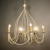 Lustre en fer blanc à 6 bras