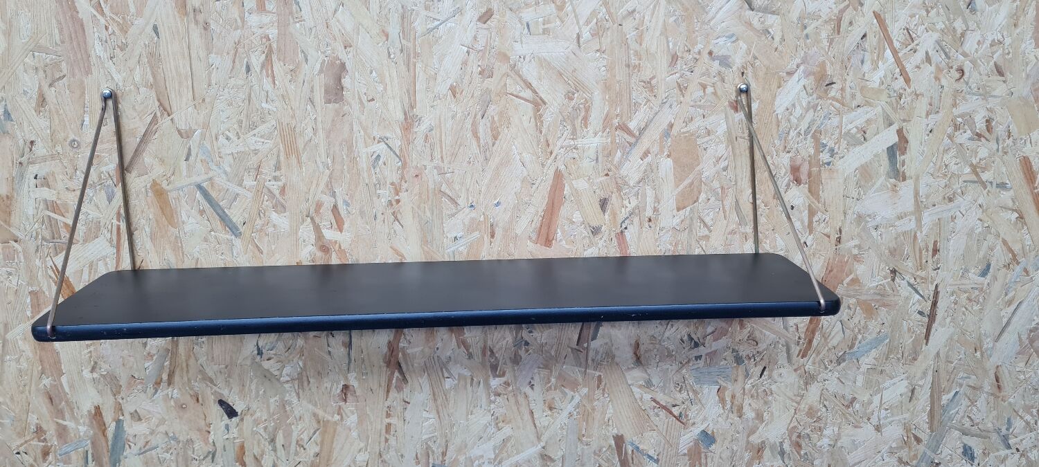 Scandinavian brass and teak shelf