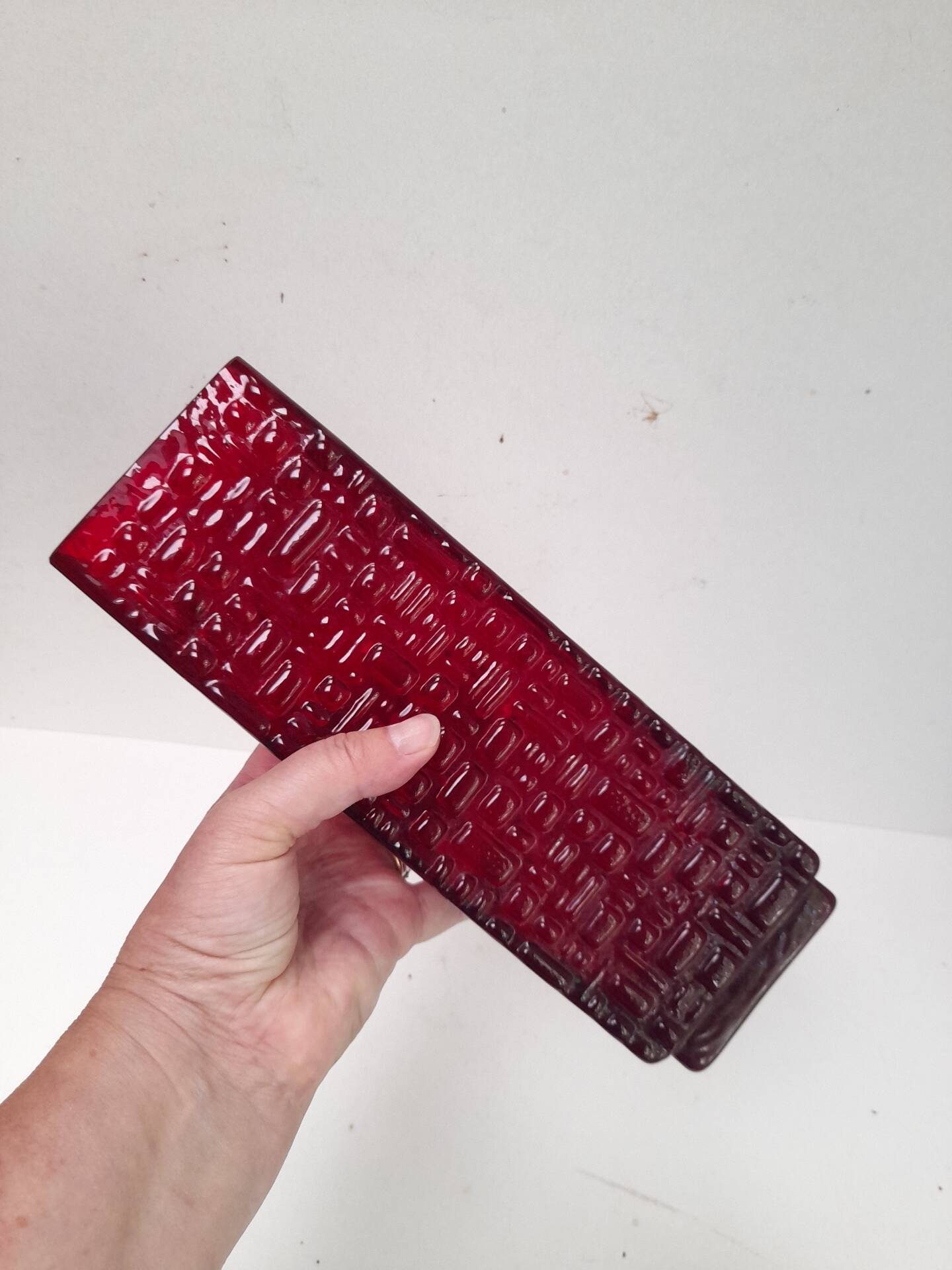 Brutalist glass vase by Emil Funcke for Gral Glass