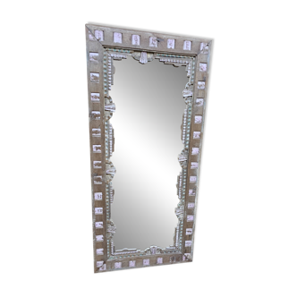 Ancien miroir Art déco en teck birman