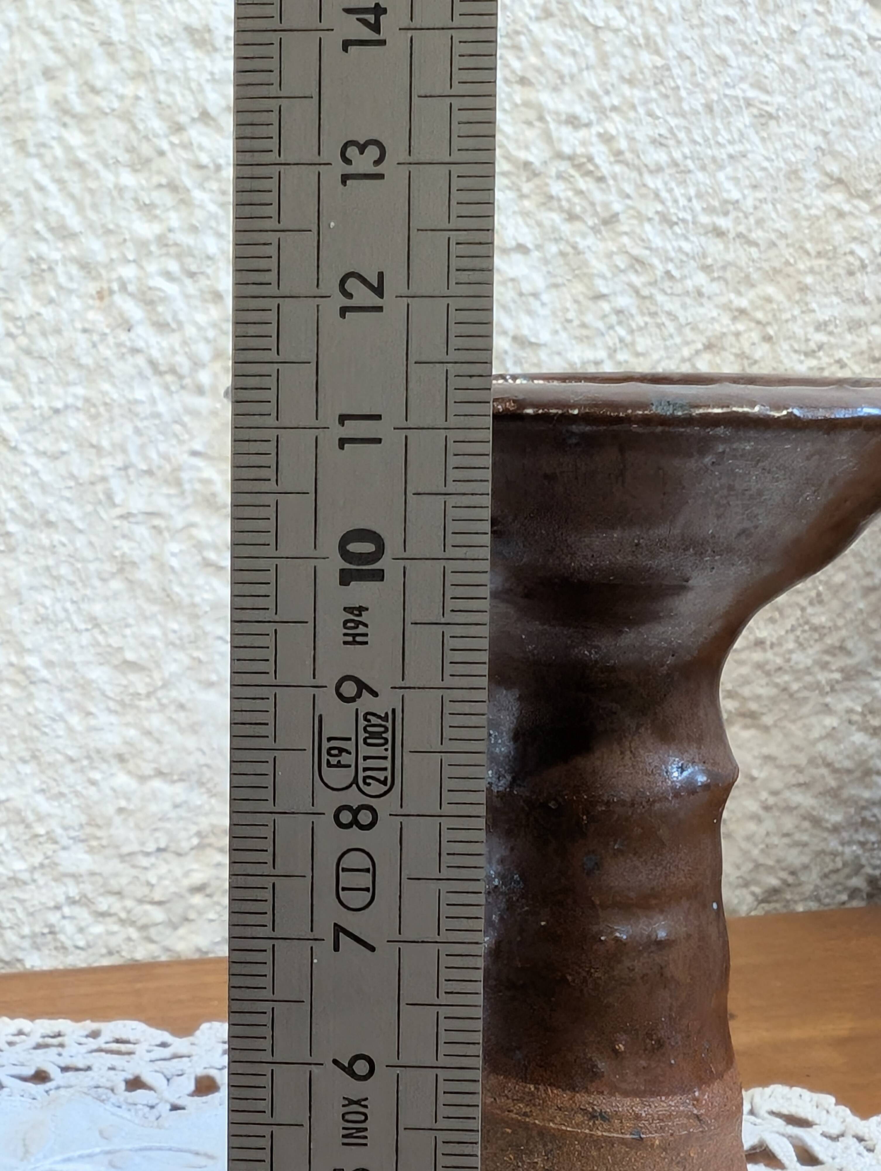 Vintage stoneware candlestick