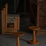 Set of 4 stools / bases in pine by Rainer Daumiller, Danish, mid-20th century, 1970.