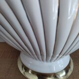 Ceramic and gold metal shell lamp base - vintage