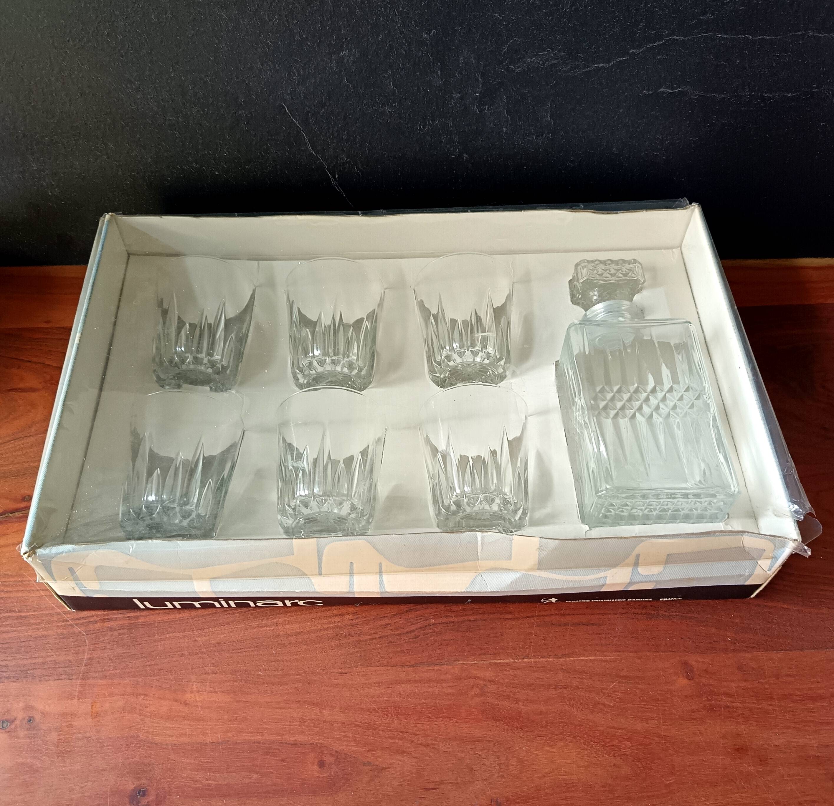 Service à whisky Luminarc verre pressé transparent vintage