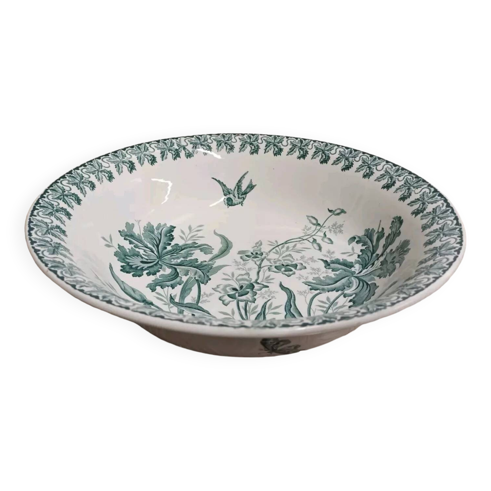 Old large salad bowl Moulin Des Loups & Hamage Orchidée