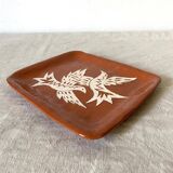 Glazed terracotta pocket tray, bird decor