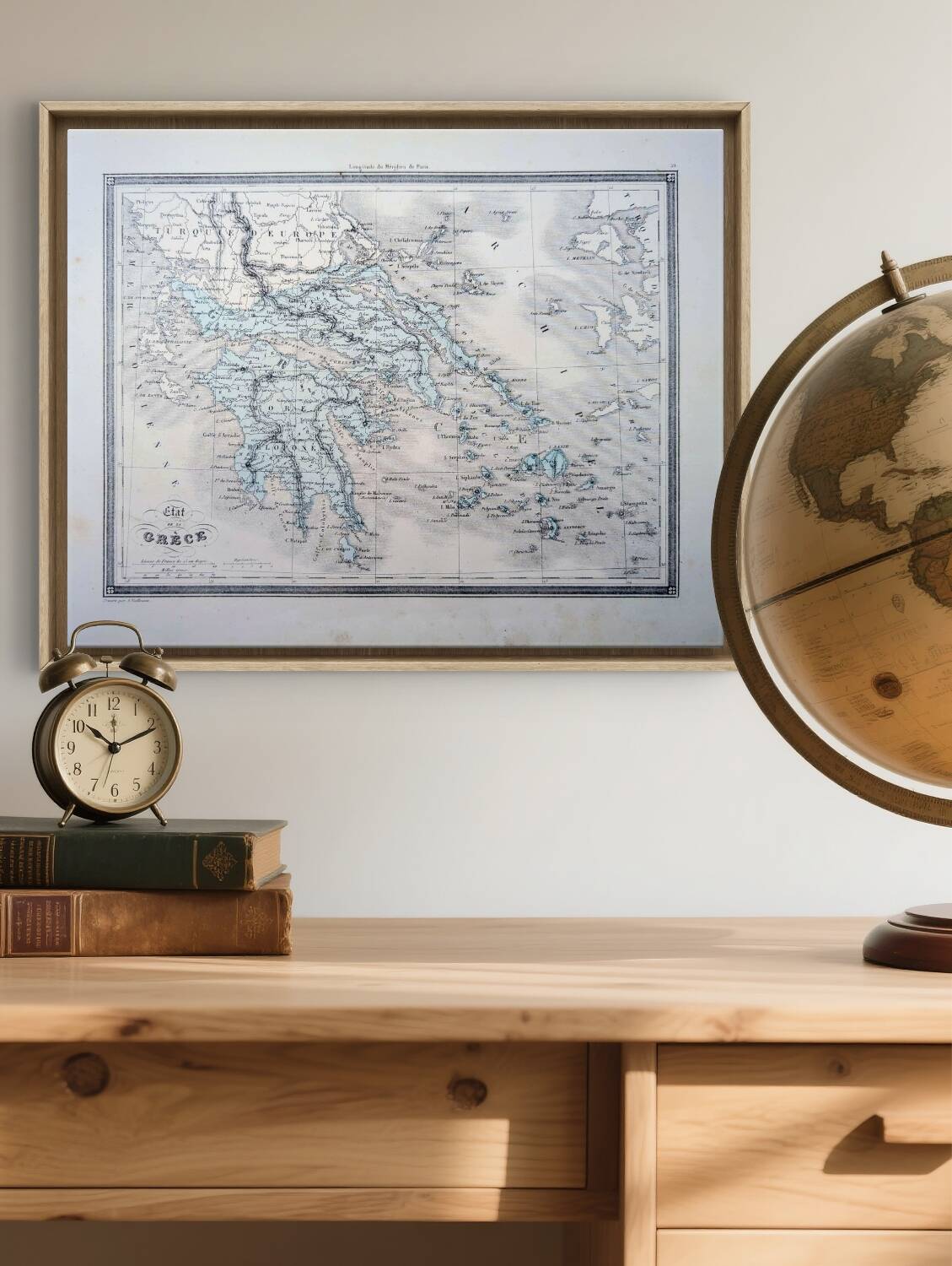 La Grèce, carte ancienne, imprimée en 1852. Authentique.