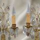 Paire Chandelier/Girandole Lyre en Bronze & Cristal Style Louis XVI