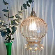 Vintage amber glass globe pendant light