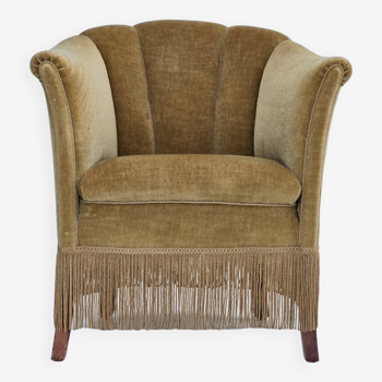 Années 1950, design danois, chaise longue, velours, bon état d'origine.