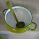 Vintage green enamelled tin soup tureen