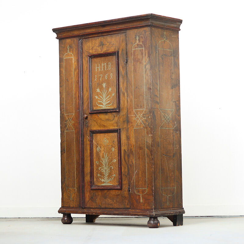 Painted folk art bridal cupboard 1769