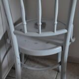 Pair of Lichtig bistro chairs in painted grey beech, pressed seat, circa 1900.