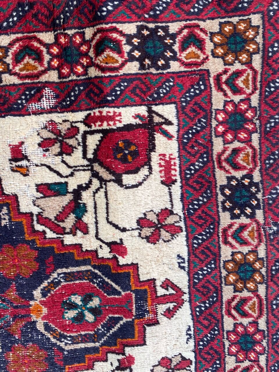 Vintage persian balutch handmade carpet 90x175 cm