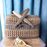 Braided wicker shopping basket