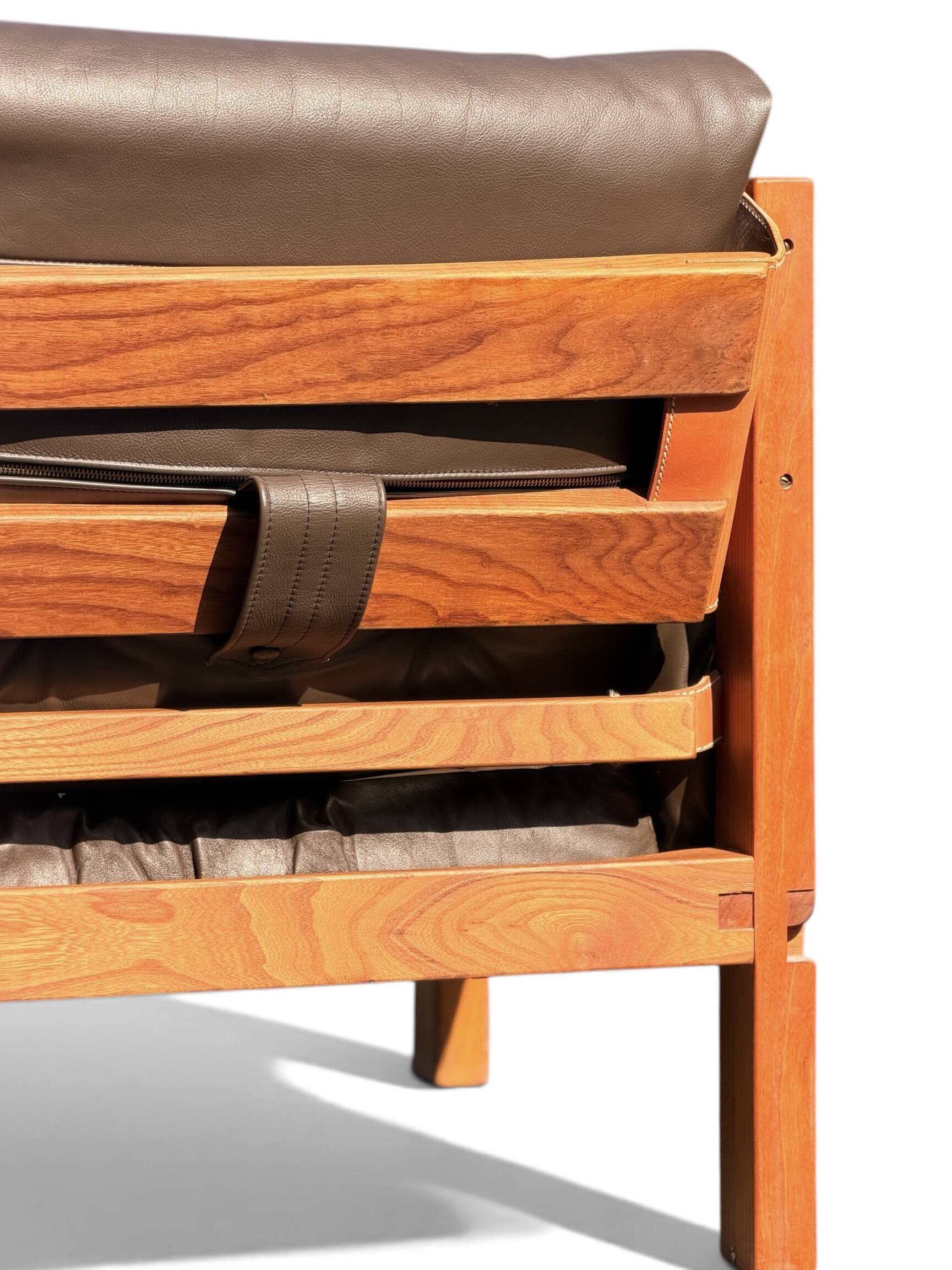 Ensemble Salon Pierre Chapo - Canapé S32 & Fauteuil S15 - Orme & Cuir Brun