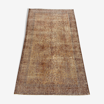 Tapis oushak brun de maison moderne 114x207 tapis pour chambre à coucher -turftan tapis vintage