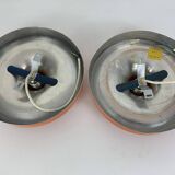 Pair of Space Age Teka wall lights, Germany in aluminum, Flush, Disc, 1960-70