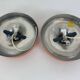 Pair of Space Age Teka wall lights, Germany in aluminum, Flush, Disc, 1960-70