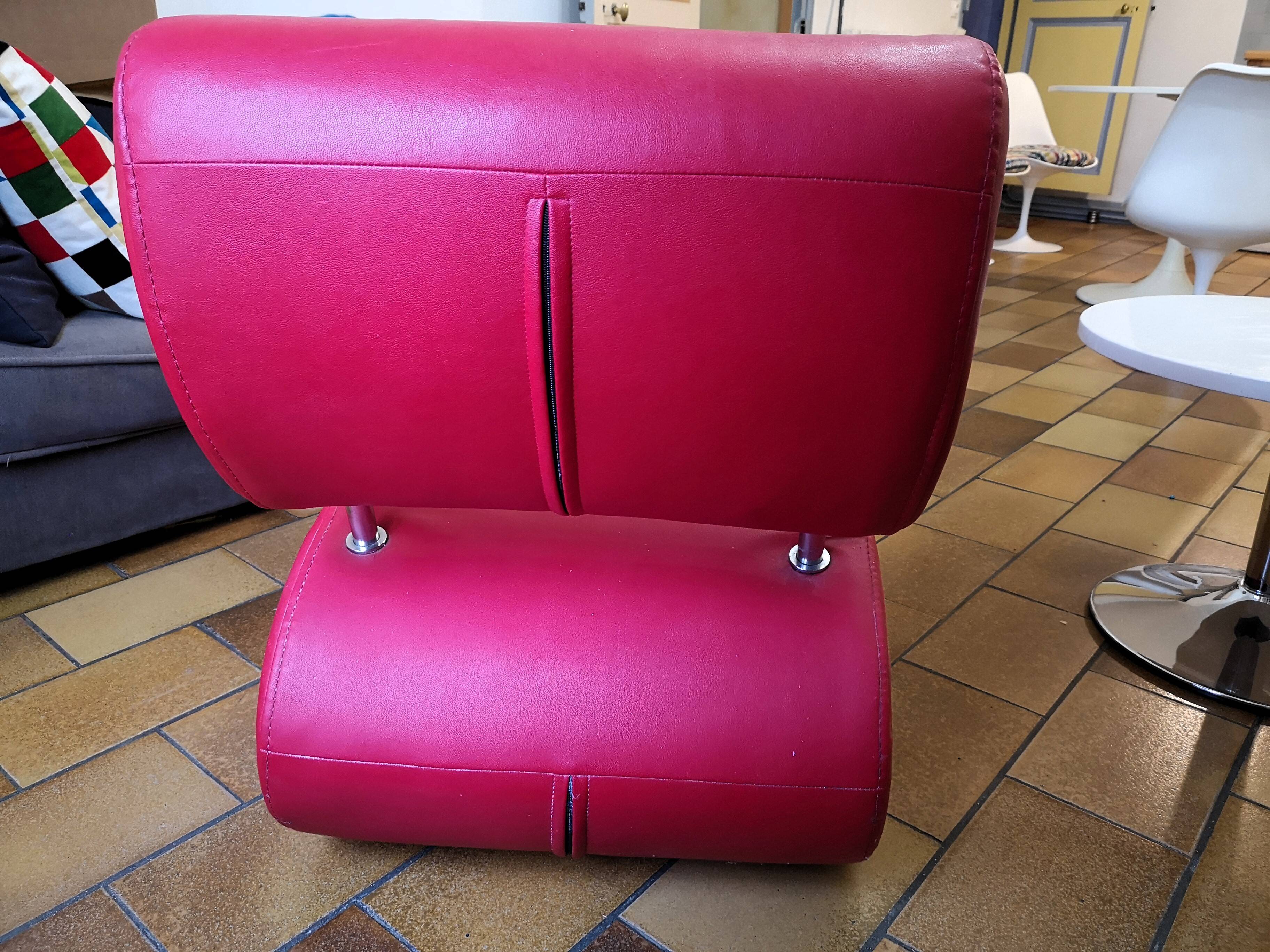 red designer armchair