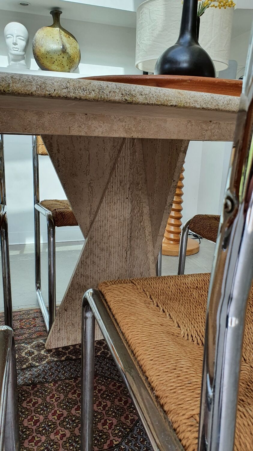 Travertine dining table