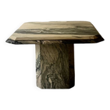 Octagonal coffee table in Italian beige/green veined marble, design 1970