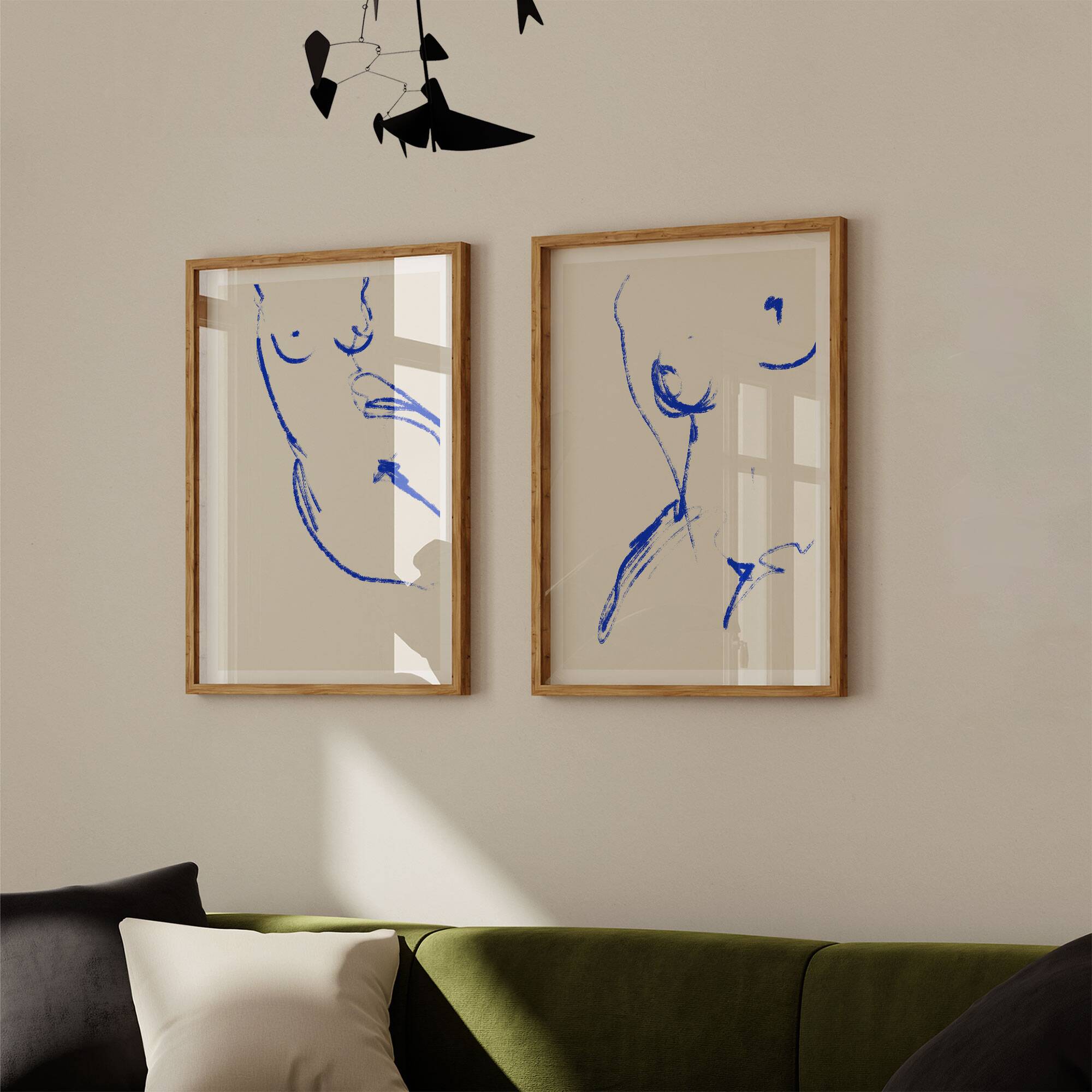Pair of female silhouette. Set of two, 50x70cm