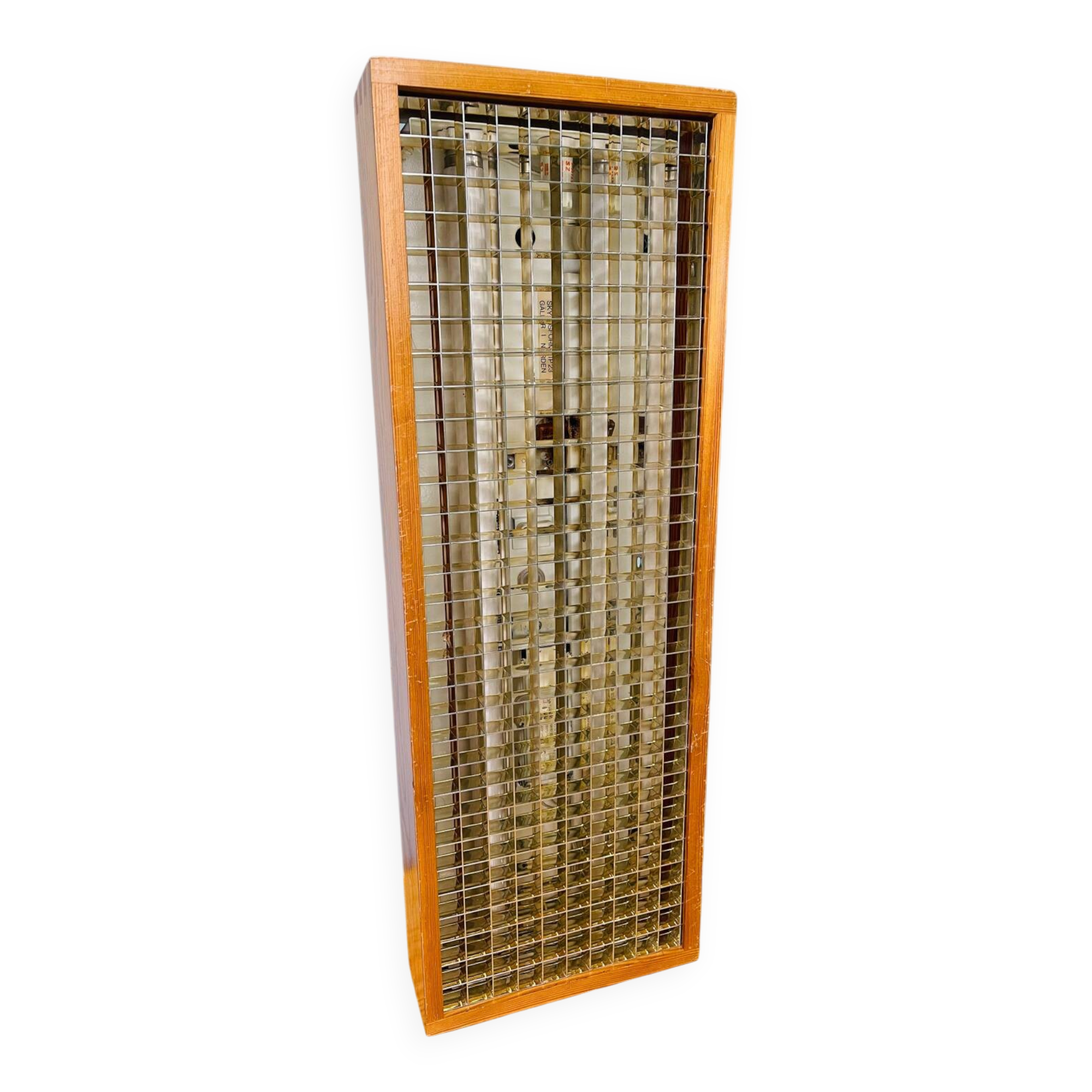 Scandinavian ceiling light in teak, circa 1970.