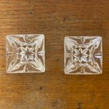 Pair of Antique Cut Arques Crystal Salt Cellars, Salt and Pepper Shakers, Vintage