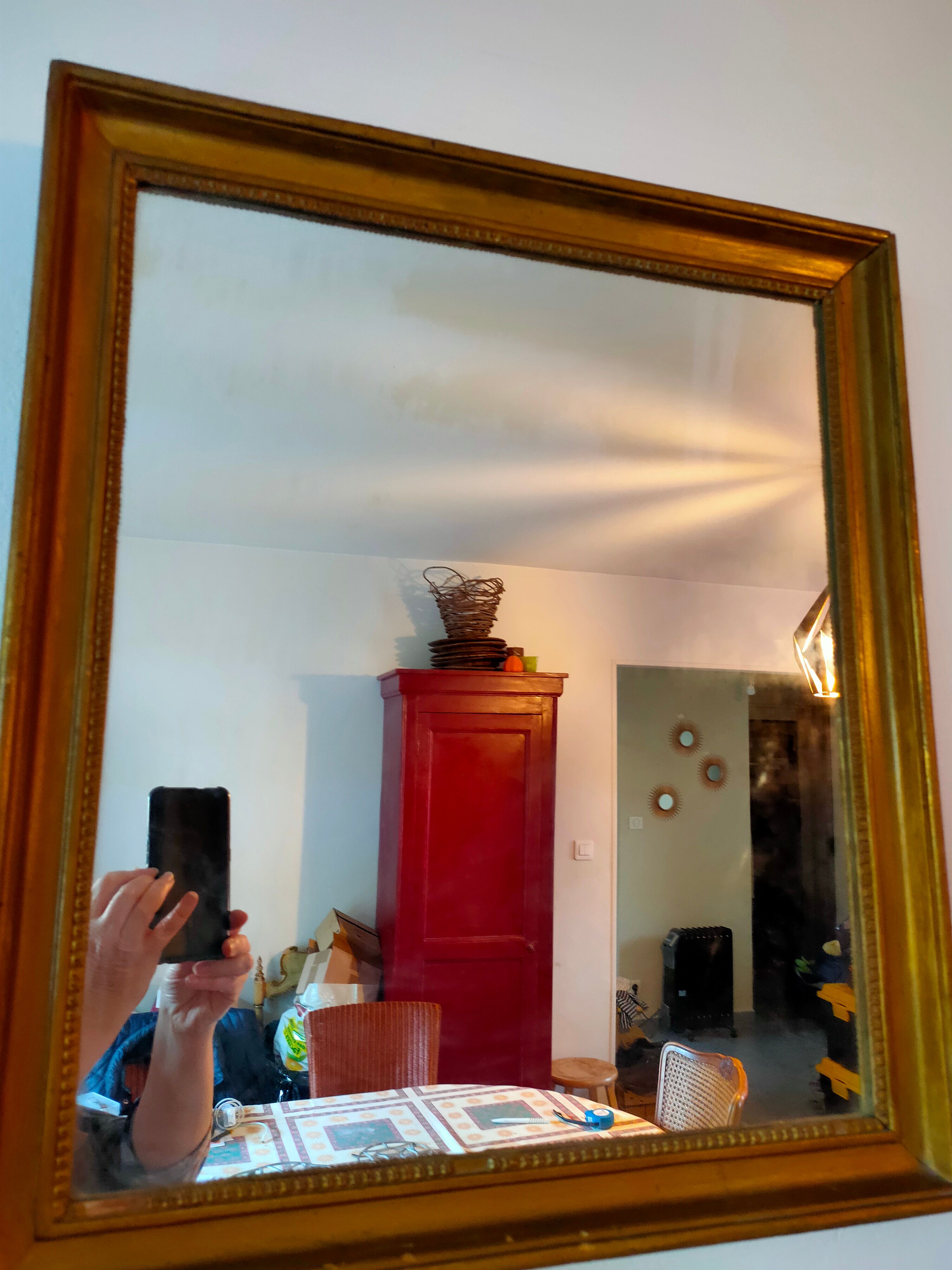 Rustic golden mirror