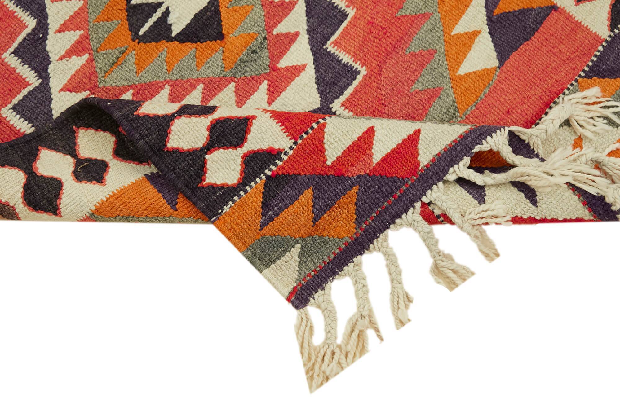 Turkish Handwoven Vintage Herki Kilim 100 cm x 345 cm