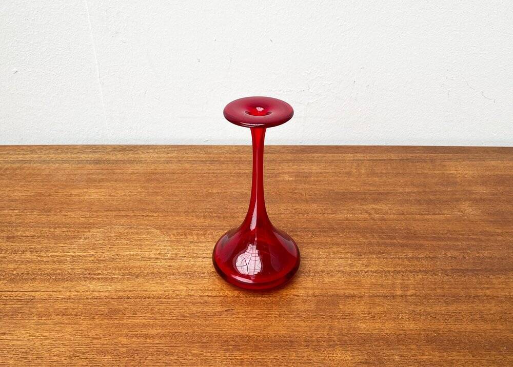 Vintage red glass solifleur vase by Cari Zalloni for WMF.