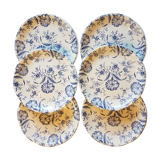 Suite of 6 small plates in faience of Gien