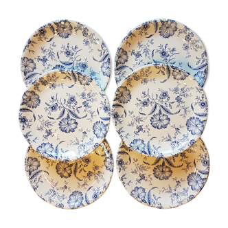 Suite de 6 petites assiettes en faïence de Gien