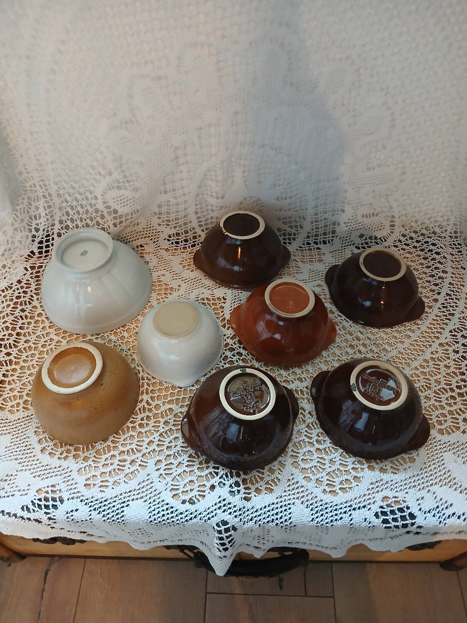 8 mismatched antique bowls