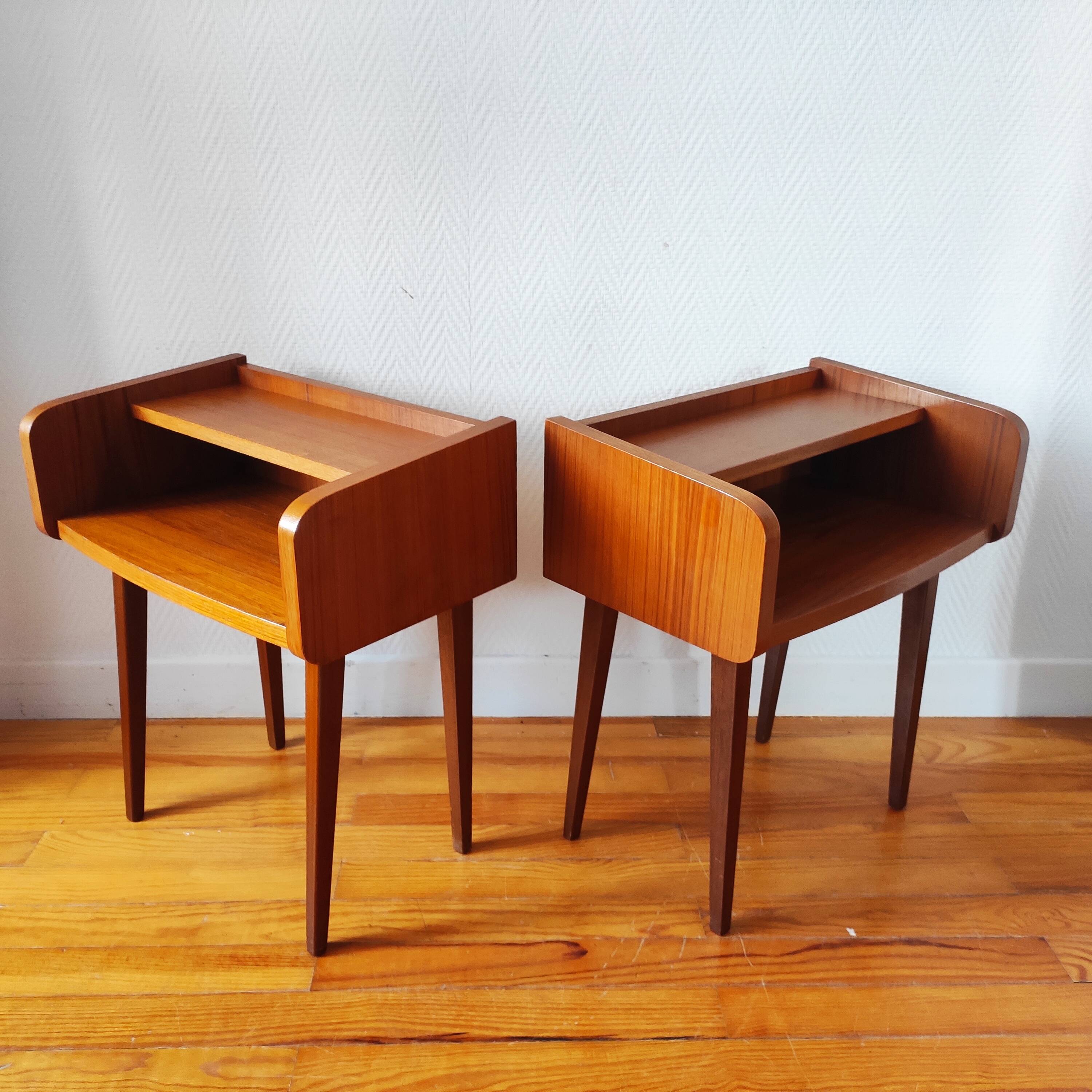 Pair of vintage Scandinavian bedside tables from the 1960s