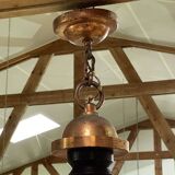 6-light oak chandelier from the 50s